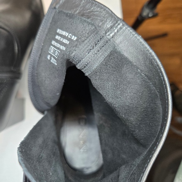 MANGO MNG NEW Black Leather Block Heel Ankle Boots Size 40 US 9.5 - Picture 8 of 10